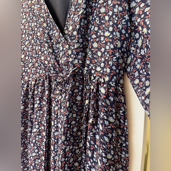 Madewell Floral Midi Long Sleeve Dress, Size L - Picture 3 of 6
